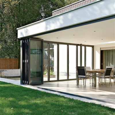 Drysau bifold alwminiwm du